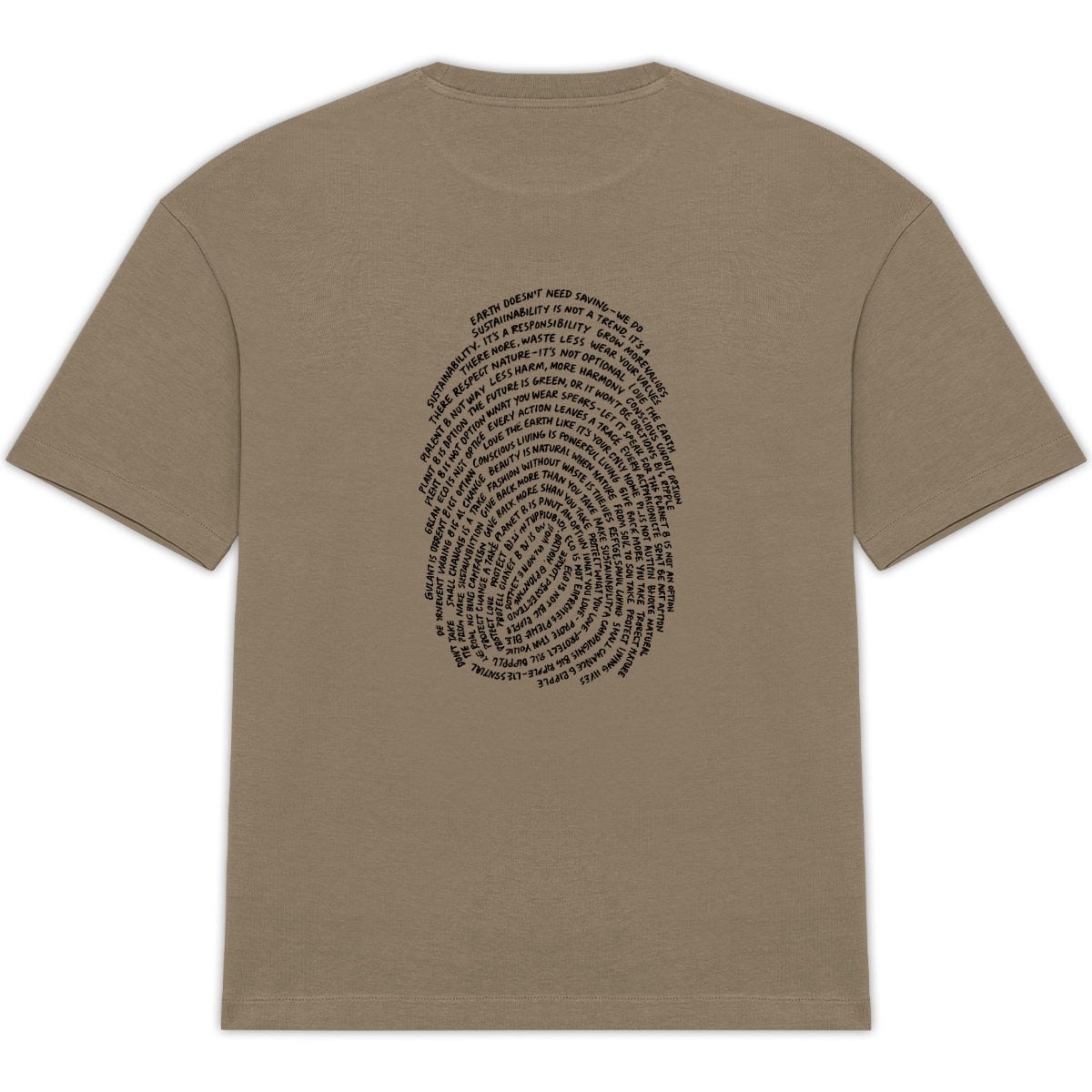 Planet B-Oversized Organic T-shirt with Fingerprint Design (Driftwood) - back_0