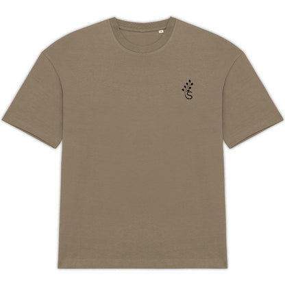 Planet B-Oversized Organic T-shirt with Fingerprint Design (Driftwood) - front_0