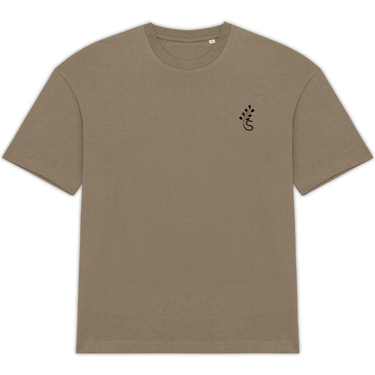 Planet B-Oversized Organic T-shirt with Fingerprint Design (Driftwood) - front_0