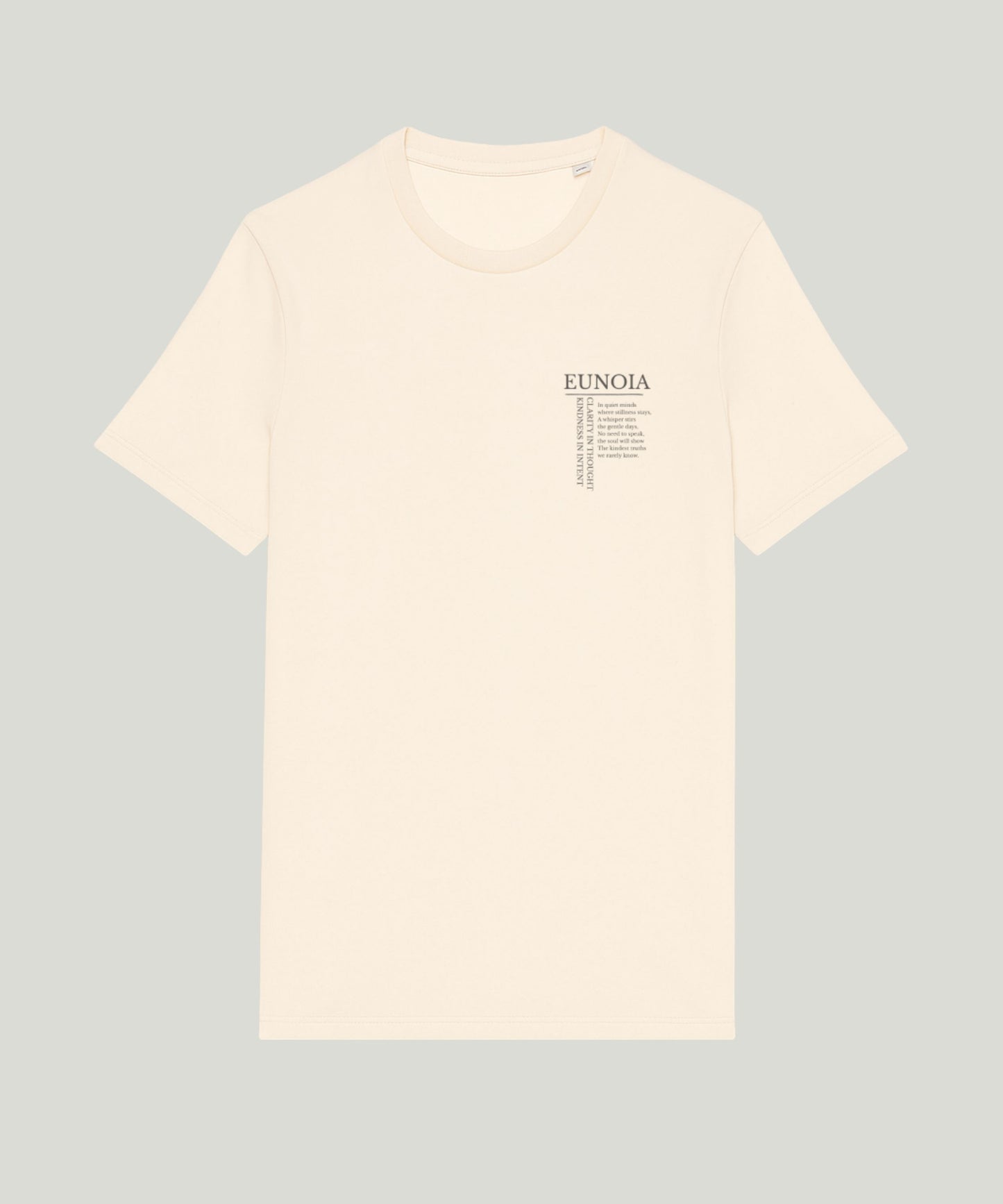 “EUNOIA t-shirt – organic cotton, natural color, unisex, mindful design by Soworn”

