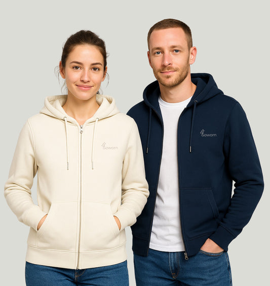 Unisex Organic Zip-Up Hoodie – Sustainable & Vegan Certified